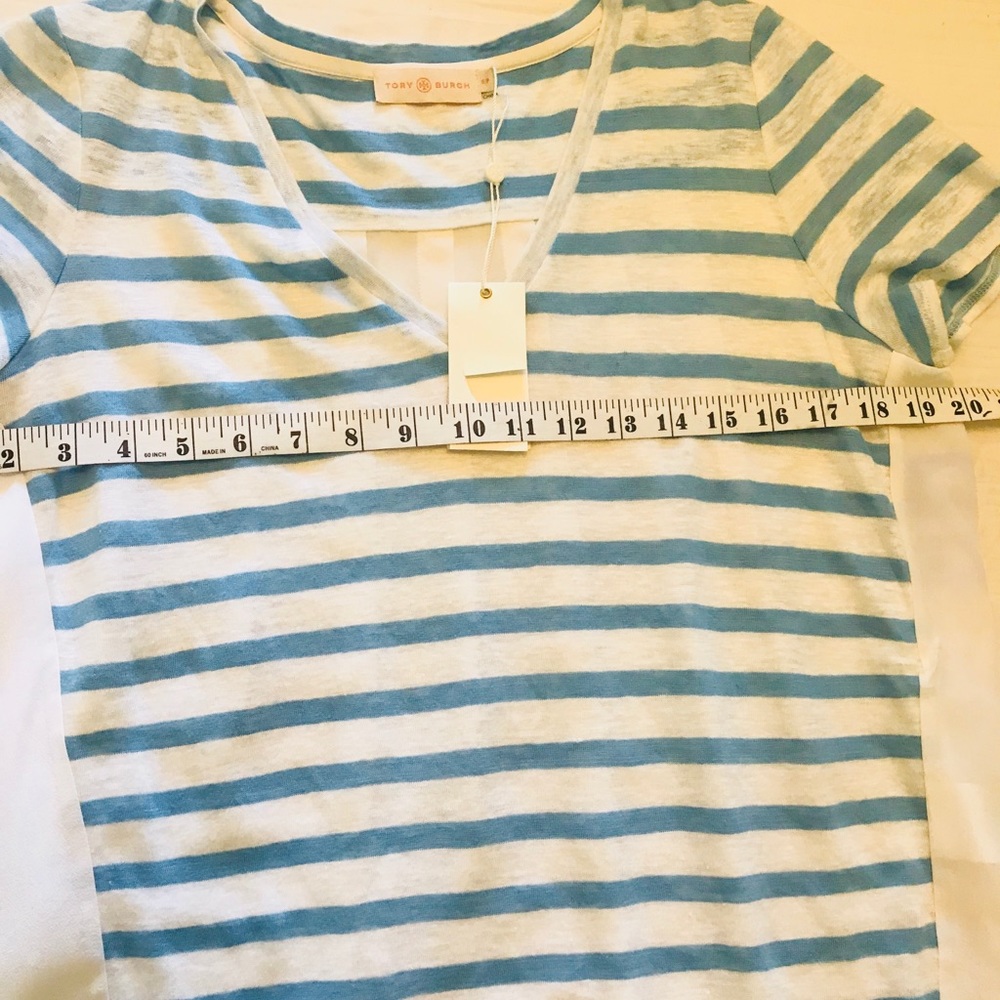 Tory Burch || $225 Stripes Asymmetrical Blouse - Picture 3 of 8